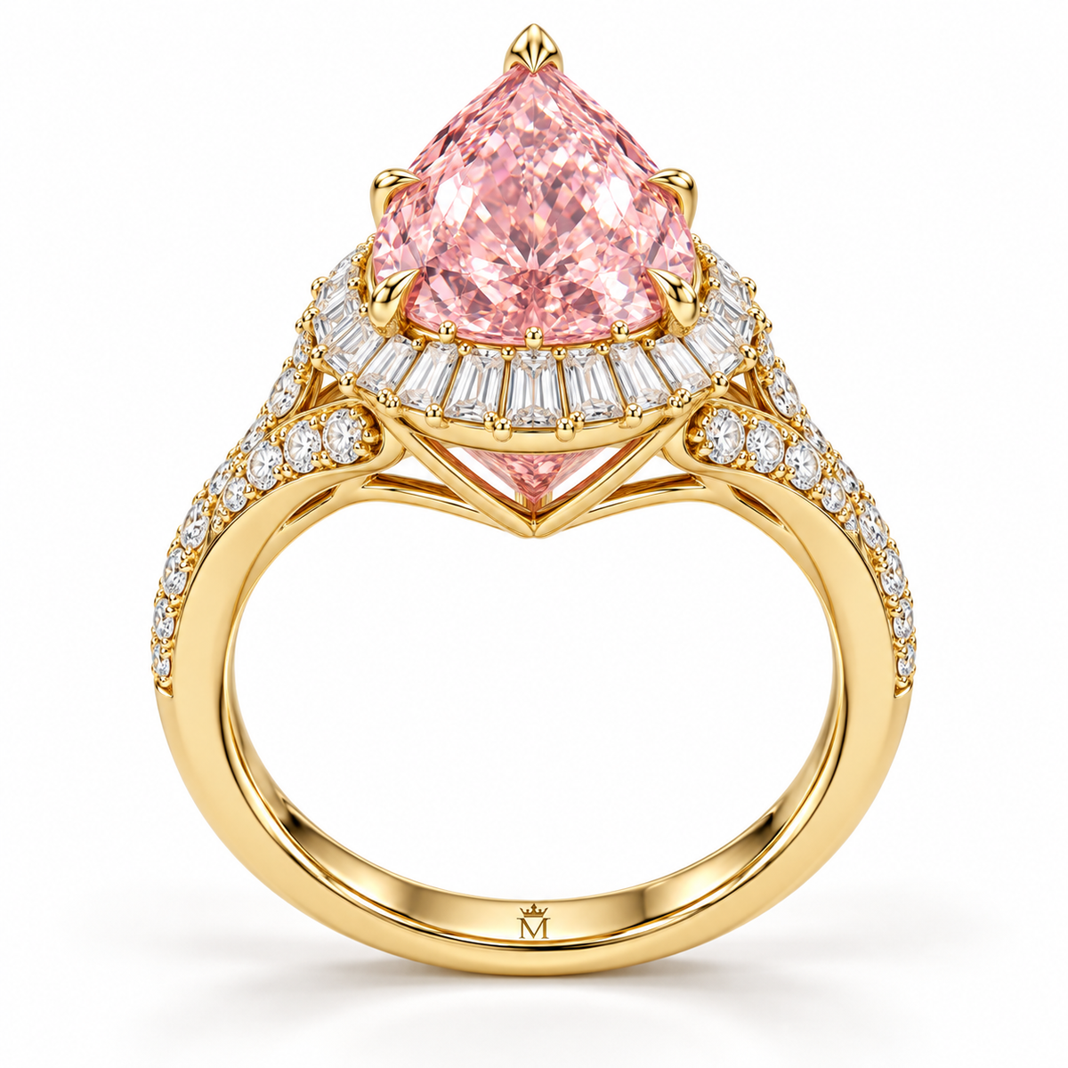 Blush Tidal Crown pink pear lab-grown diamond ring, profile