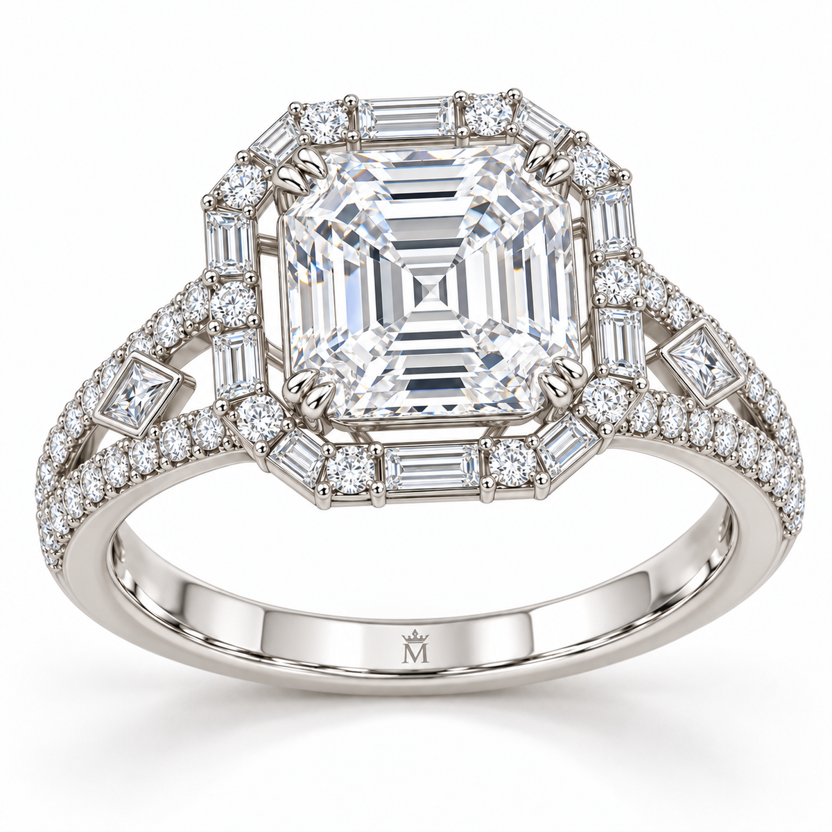 Glacial Rosette White Asscher Lab-Grown Diamond Ring, hero