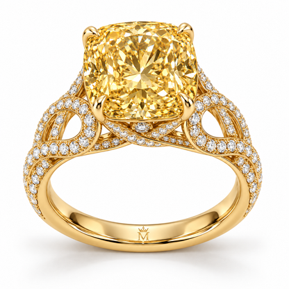 Golden Arabesque Yellow Cushion Lab-Grown Diamond Ring, hero