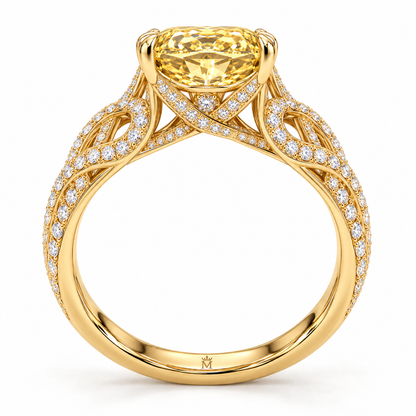 Golden Arabesque Yellow Cushion Lab-Grown Diamond Ring, side profile