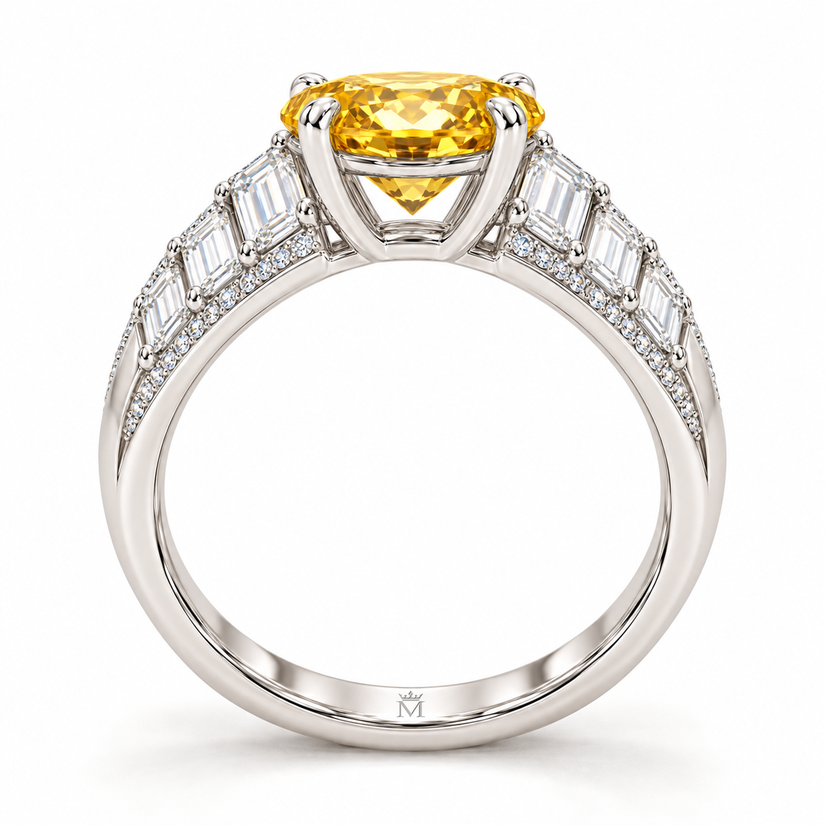 Sunfall Cascade Yellow Oval Lab-Grown Diamond Ring, side profile