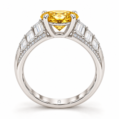 Sunfall Cascade Yellow Oval Lab-Grown Diamond Ring, side profile