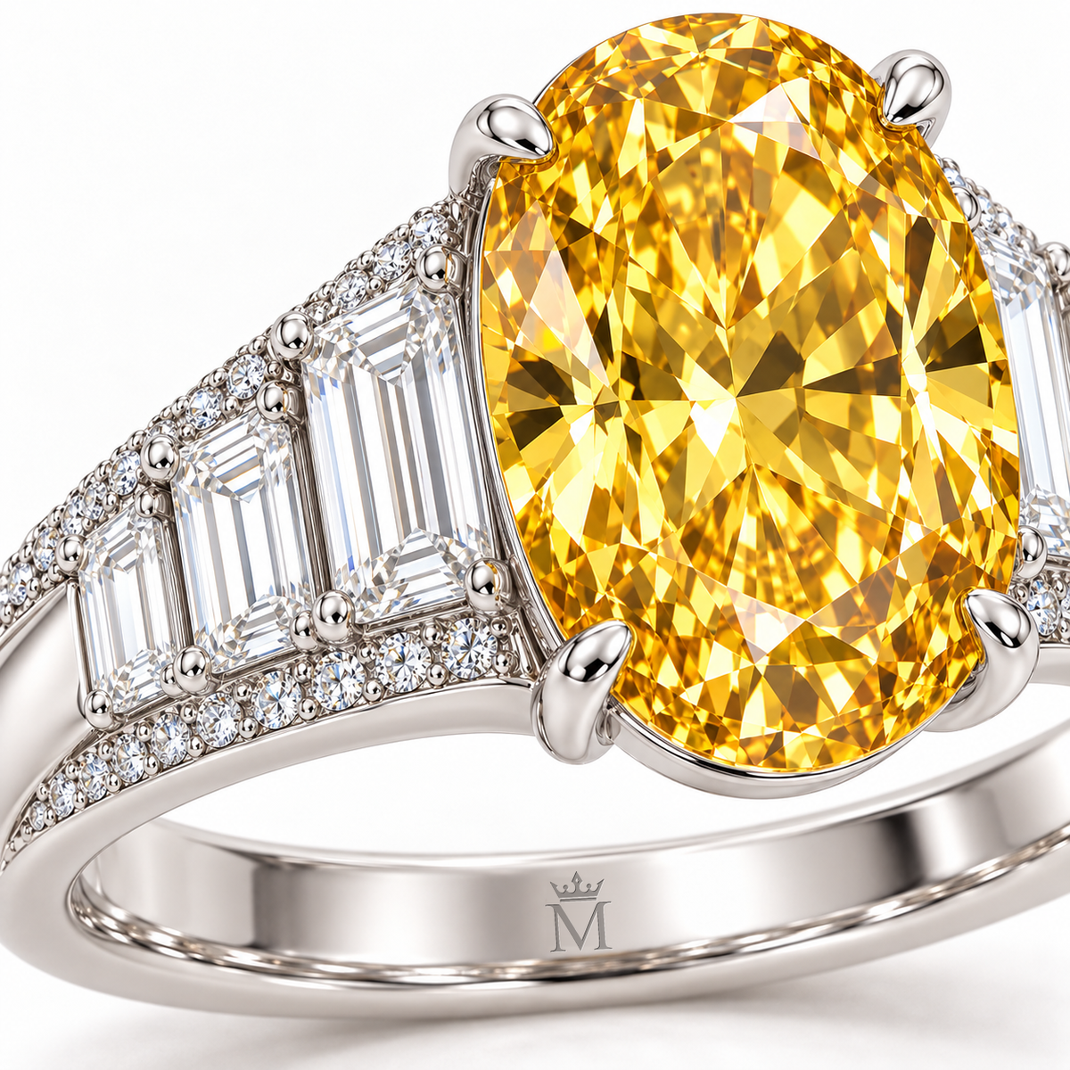 Sunfall Cascade Yellow Oval Lab-Grown Diamond Ring, macro