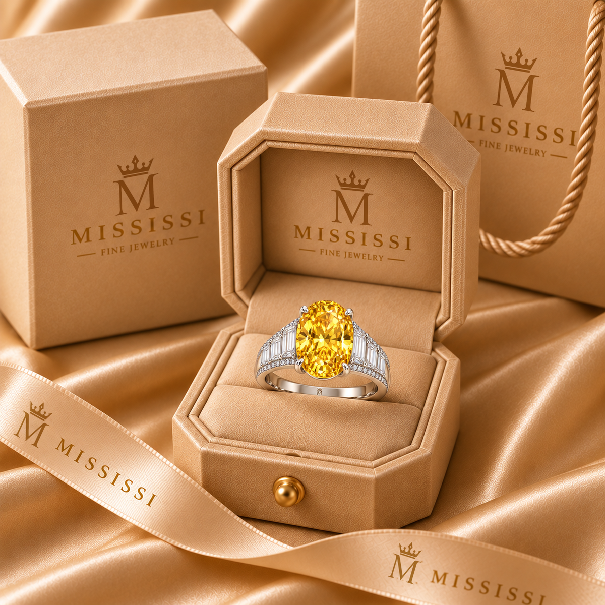 Sunfall Cascade Yellow Oval Lab-Grown Diamond Ring, packaging