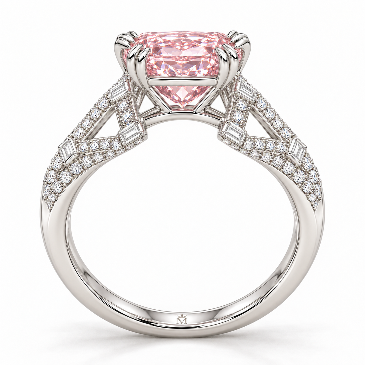 Pink Lantern Lace Pink Radiant Lab-Grown Diamond Ring, side profile
