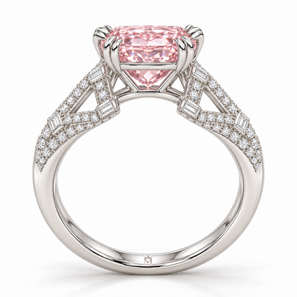 Pink Lantern Lace Pink Radiant Lab-Grown Diamond Ring, side profile