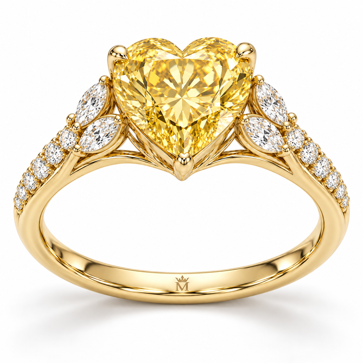 Sunlit Plume Yellow Heart Lab-Grown Diamond Ring, hero
