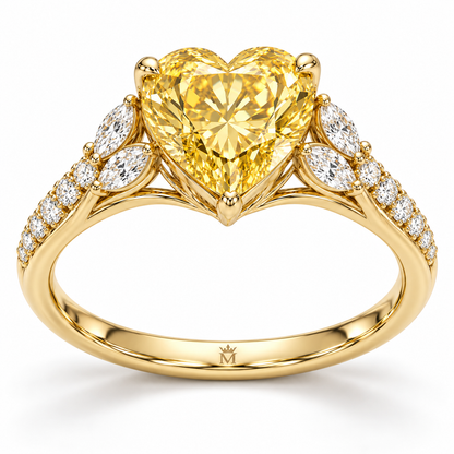 Sunlit Plume Yellow Heart Lab-Grown Diamond Ring, hero