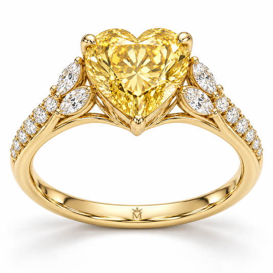 Sunlit Plume Yellow Heart Lab-Grown Diamond Ring, hero