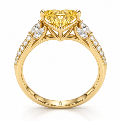 Sunlit Plume Yellow Heart Lab-Grown Diamond Ring, side profile