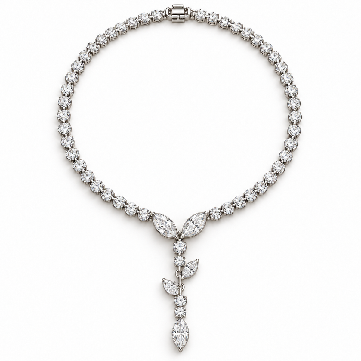 MISSISSI Vine Lariat Marquise Y lab-grown diamond necklace design, complete white-background view