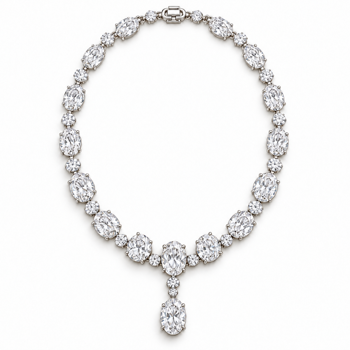 MISSISSI Oval Sonata Graduated Oval lab-grown diamond necklace design, complete white-background view