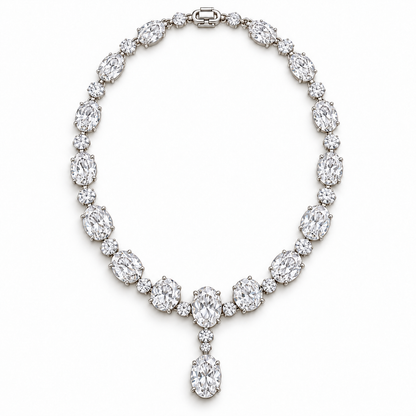 MISSISSI Oval Sonata Graduated Oval lab-grown diamond necklace design, complete white-background view