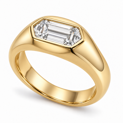 MISSISSI Dune 2 carat hexagonal lab-grown diamond signet ring in 14K yellow gold, right view