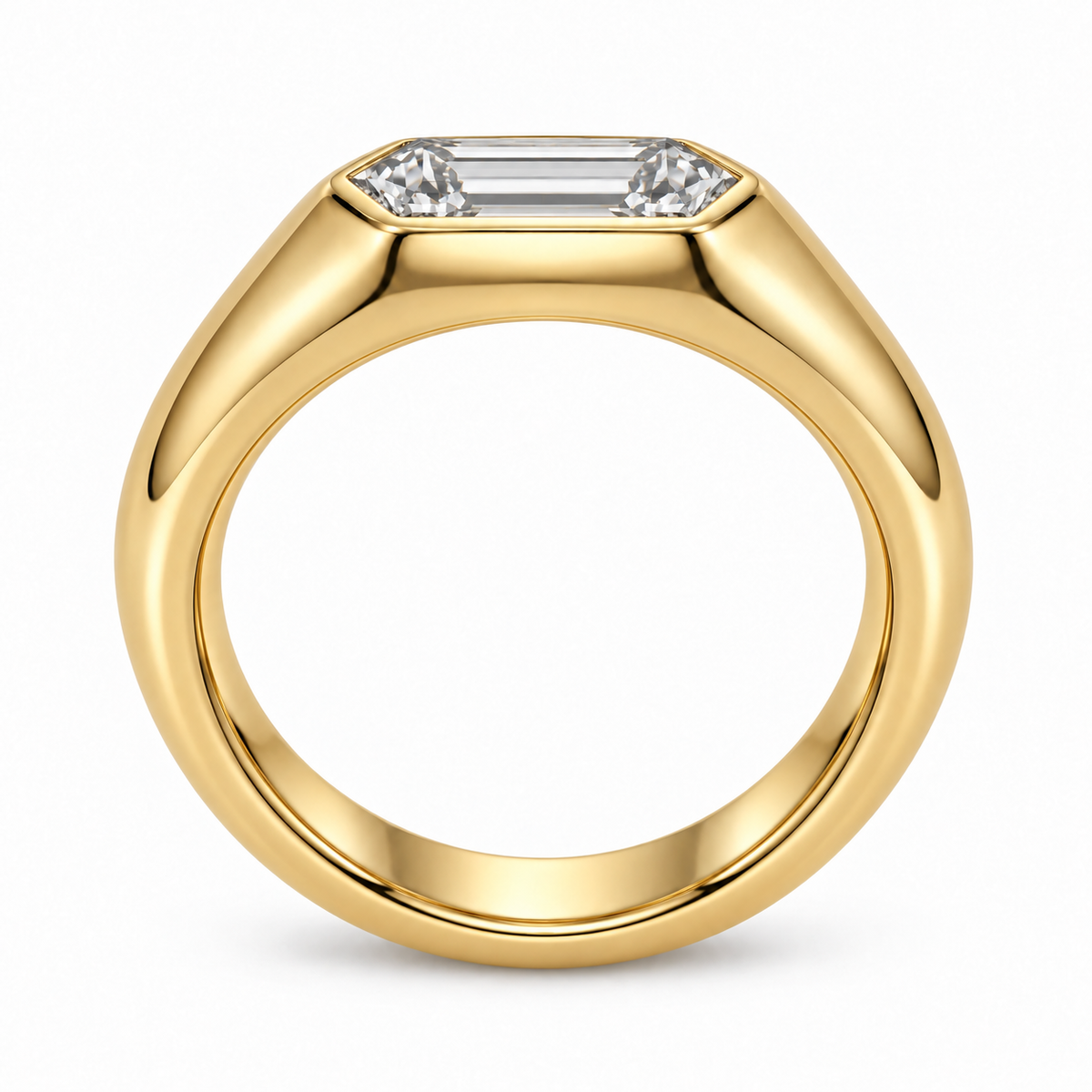 MISSISSI Dune 2 carat hexagonal lab-grown diamond signet ring in 14K yellow gold, side view