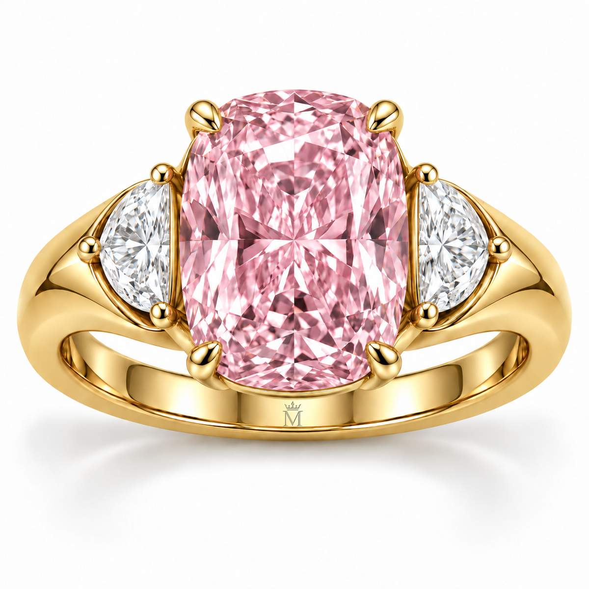 Blush Meridian pink cushion-cut lab-grown diamond ring, front view