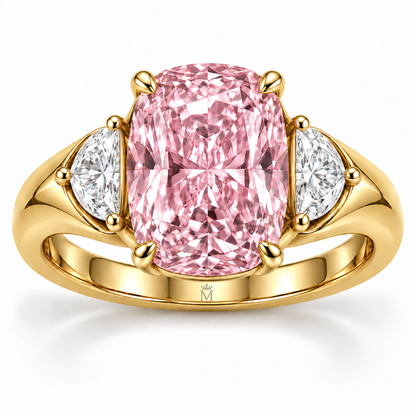 Blush Meridian pink cushion-cut lab-grown diamond ring, front view