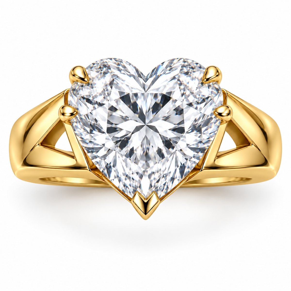 Heart Fold heart lab-grown diamond ring, face-up detail design visualization