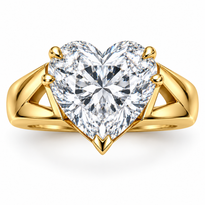 Heart Fold heart lab-grown diamond ring, face-up detail design visualization