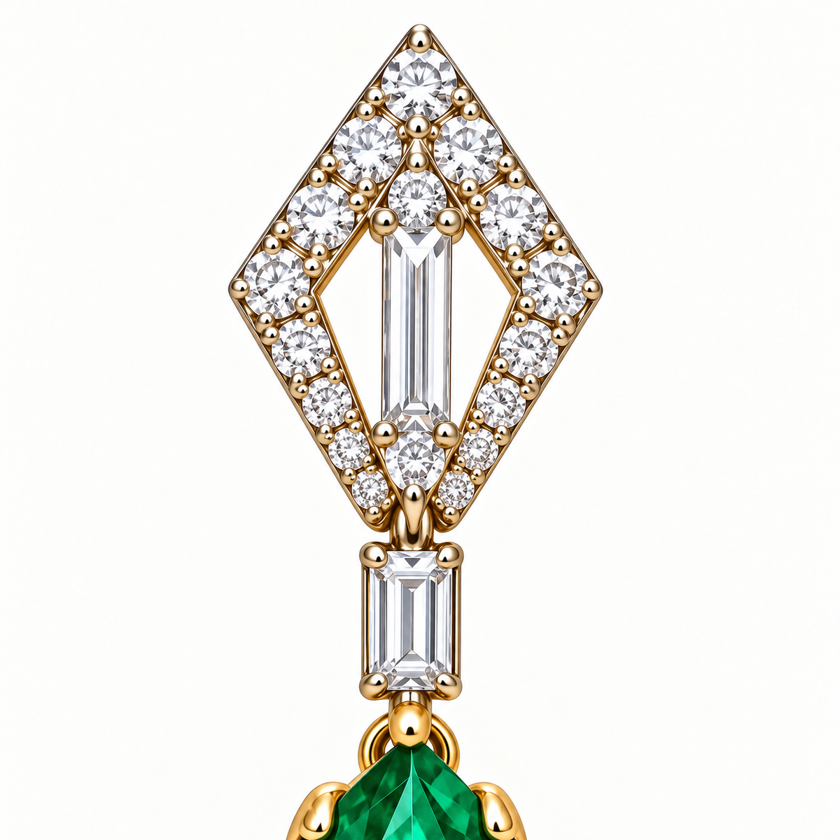 MISSISSI Verdant Kite GE26-E02, open diamond kite and baguette connector detail; design visualization.