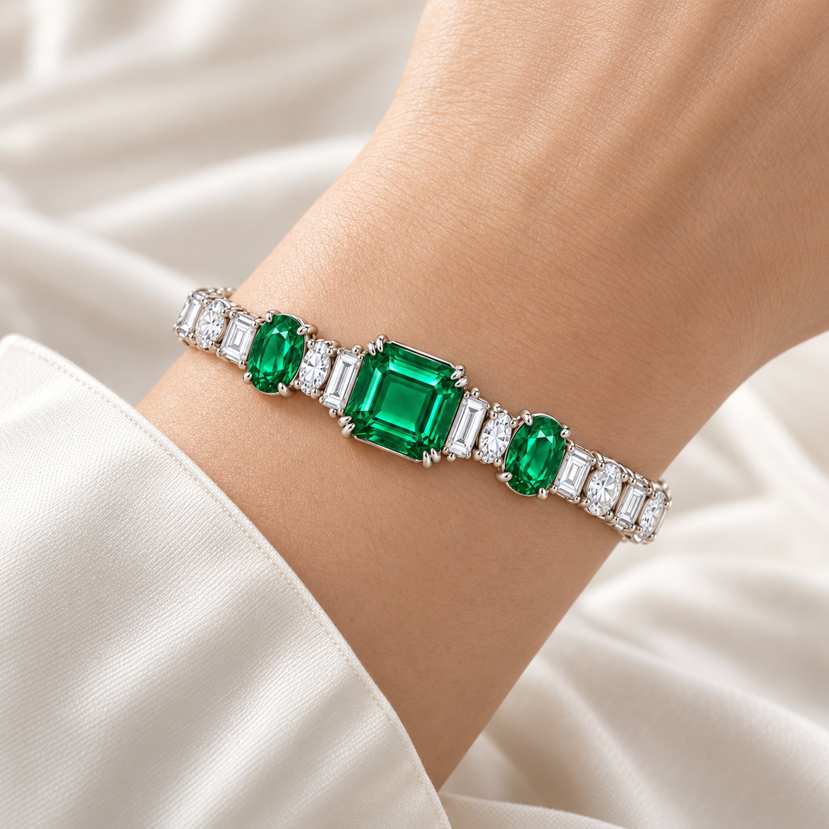 MISSISSI Verdant Trilogy GE26-B04, illustrative wrist styling, not an exact fit or scale reference; white-metal design visualization.