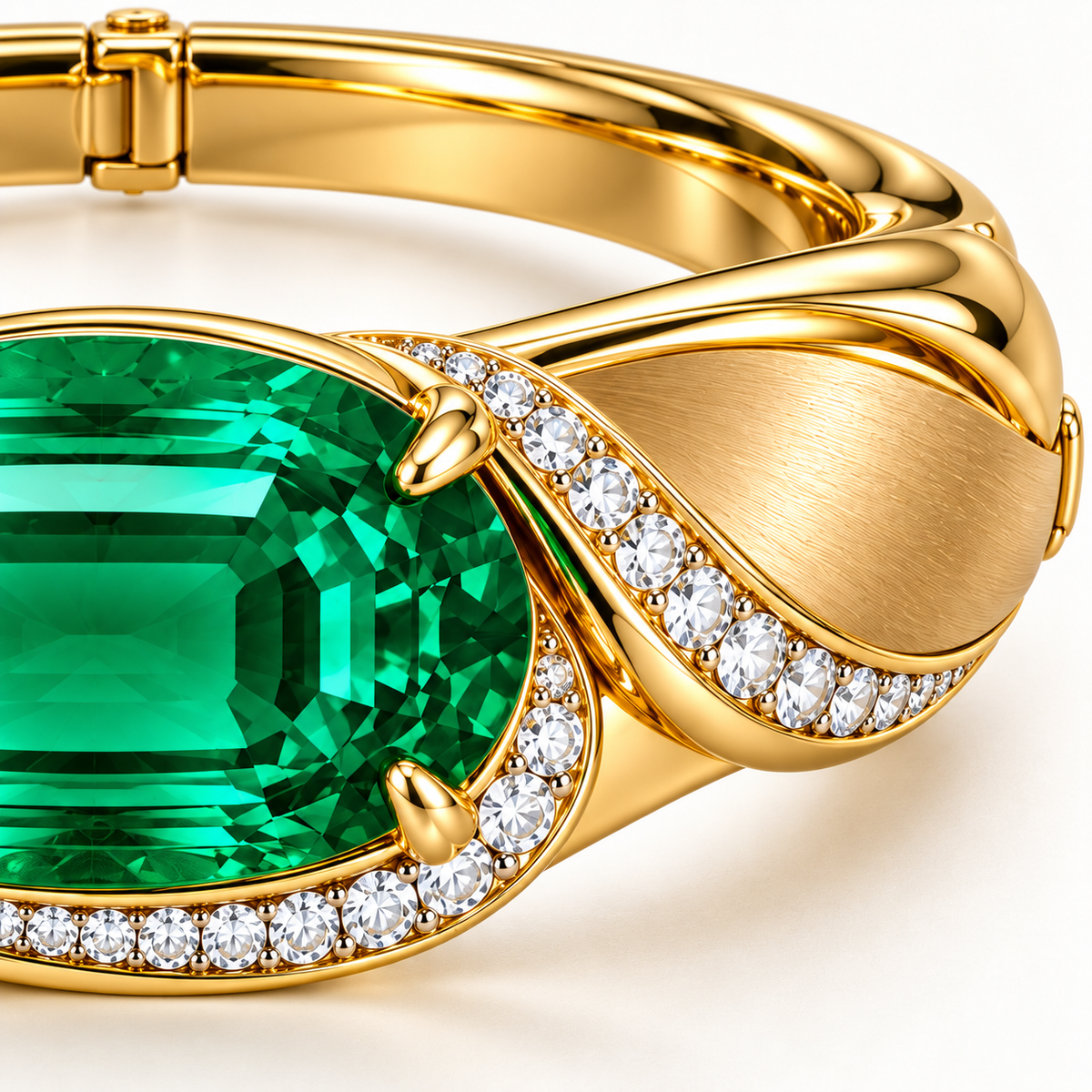 MISSISSI Verdant Fold GE26-B05 brushed gold fold and round diamond ribbon detail; design visualization.