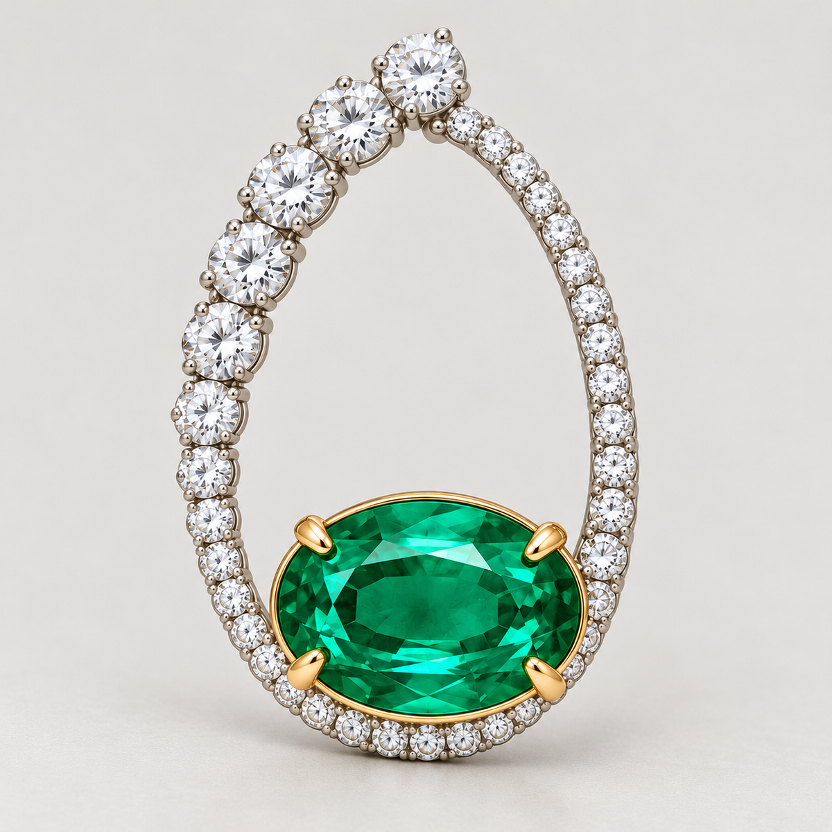 MISSISSI Verdant Orbit GE26-E03, single earring close-up; gold-color design visualization.