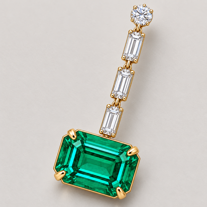 MISSISSI Verdant Column GE26-E05, single earring close-up; gold-color design visualization.