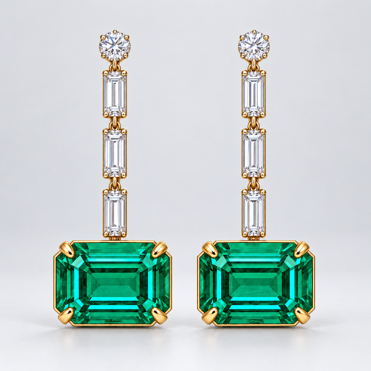 MISSISSI Verdant Column GE26-E05, gray studio pair view; gold-color design visualization.
