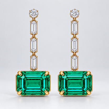 MISSISSI Verdant Column GE26-E05, gray studio pair view; gold-color design visualization.