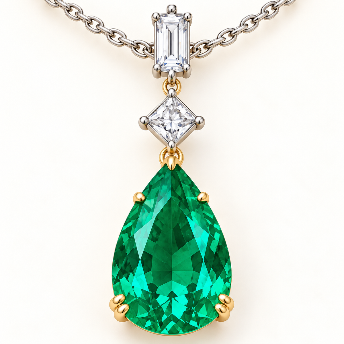 MISSISSI GE26-N03 pendant gemstone and prong close-up. Design visualization.