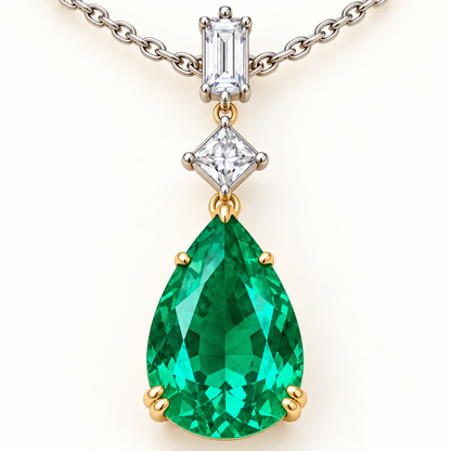 MISSISSI GE26-N03 pendant gemstone and prong close-up. Design visualization.
