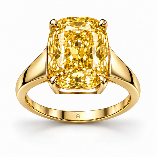 Golden Aperture elongated cushion lab-grown diamond ring, front design visualization