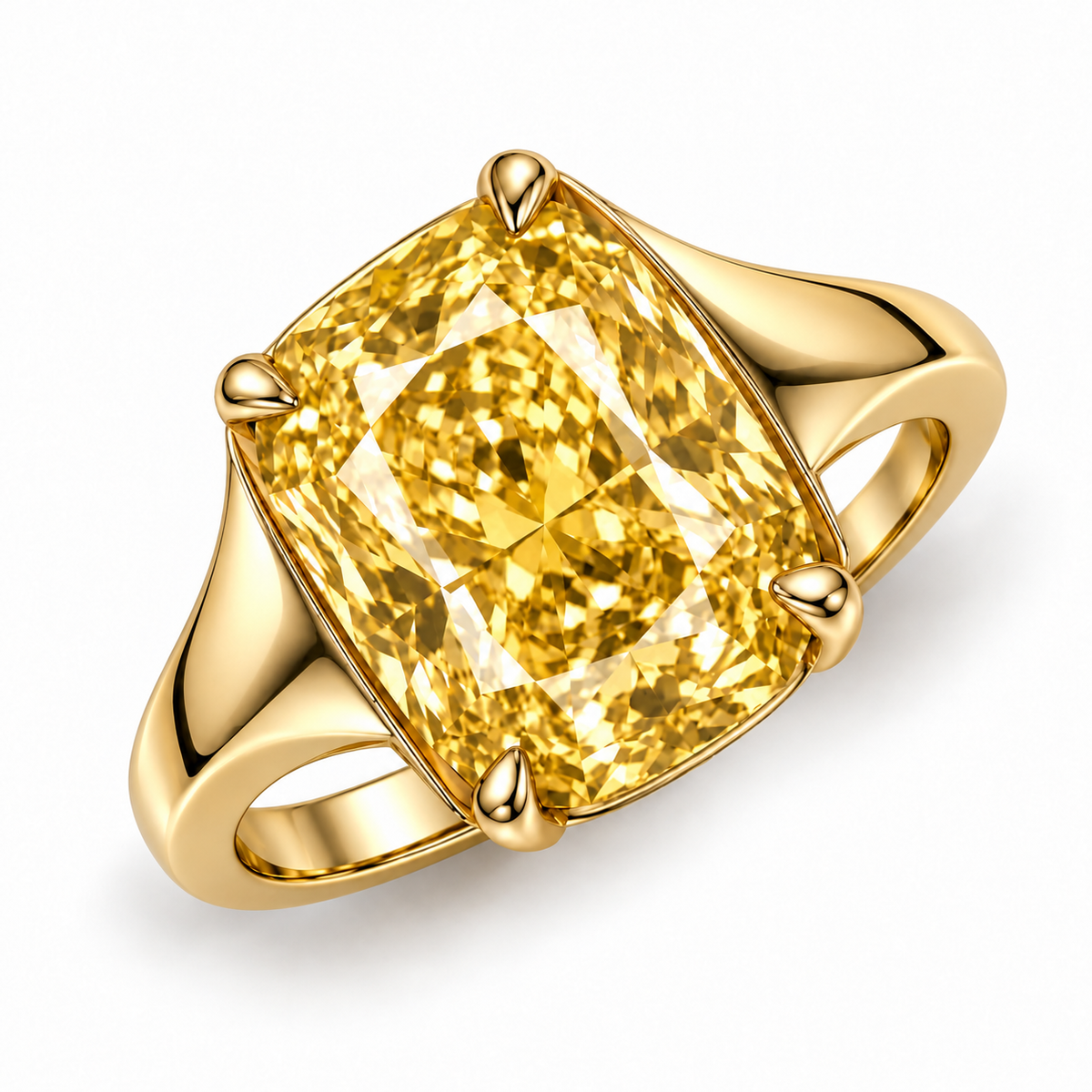 Golden Aperture elongated cushion lab-grown diamond ring, elevated three-quarter design visualization