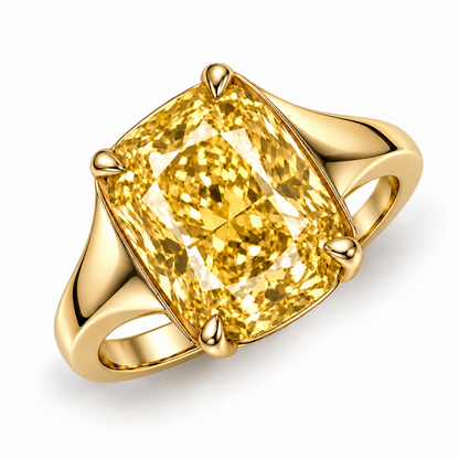 Golden Aperture elongated cushion lab-grown diamond ring, elevated three-quarter design visualization