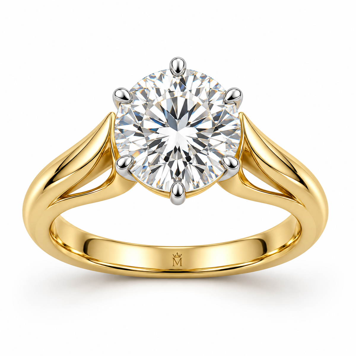 Arcform white round lab-grown diamond ring, front view
