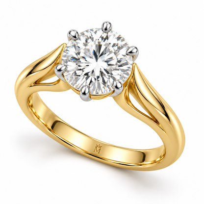 Arcform white round lab-grown diamond ring, elevated three-quarter view