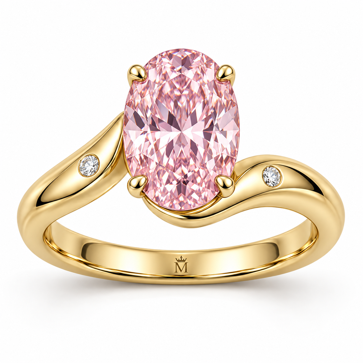 Sillage pink oval lab-grown diamond ring, front view