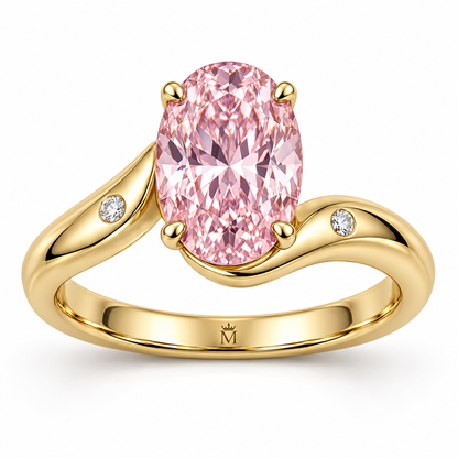 Sillage pink oval lab-grown diamond ring, front view