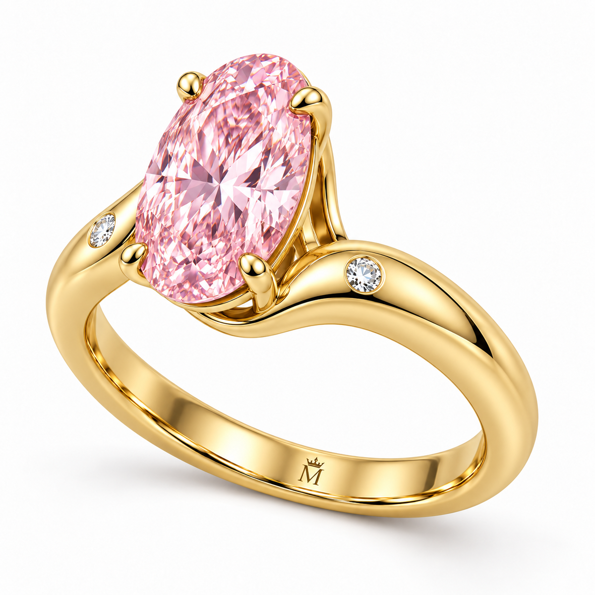 Sillage pink oval lab-grown diamond ring, side profile