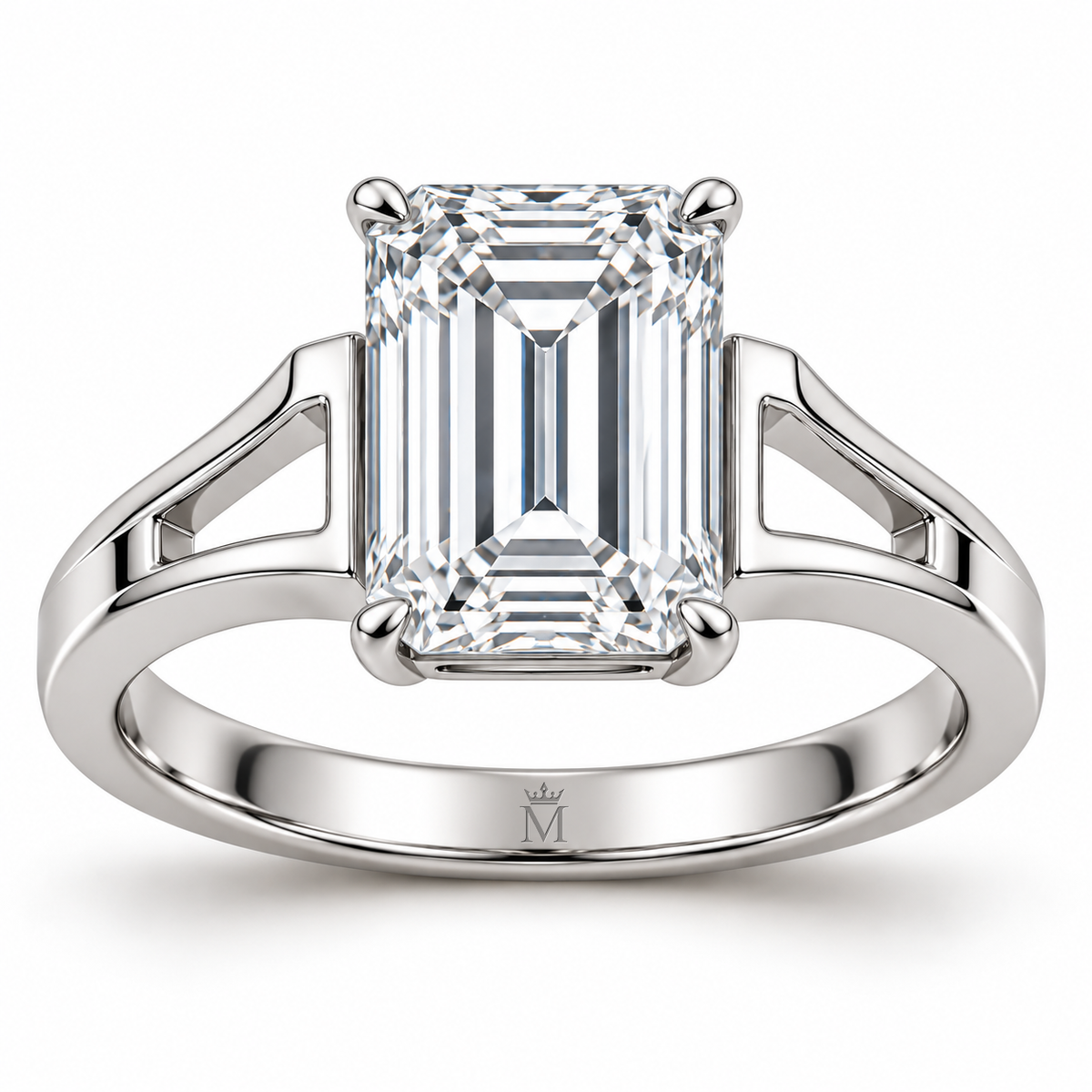 Echelon Arc emerald lab-grown diamond ring, front design visualization