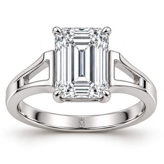 Echelon Arc emerald lab-grown diamond ring, front design visualization