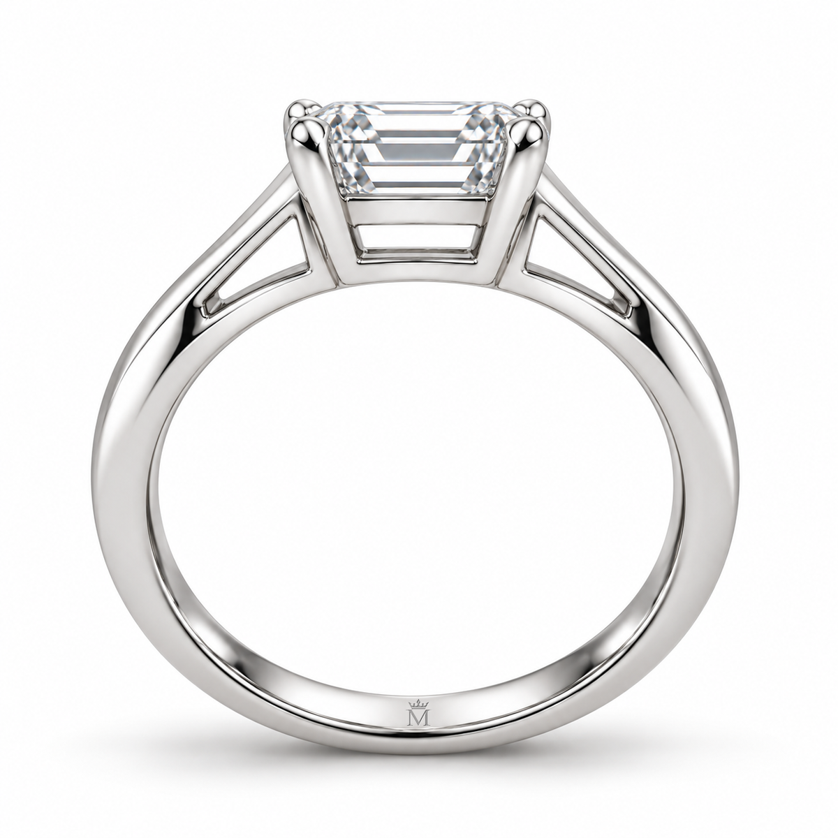 Echelon Arc emerald lab-grown diamond ring, structural angle design visualization