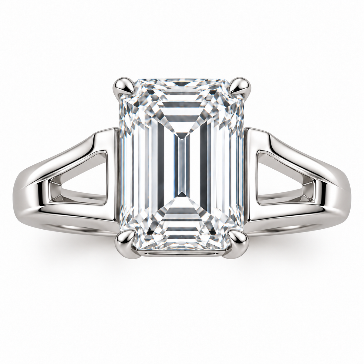 Echelon Arc emerald lab-grown diamond ring, face-up detail design visualization
