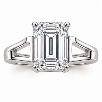 Echelon Arc emerald lab-grown diamond ring, face-up detail design visualization