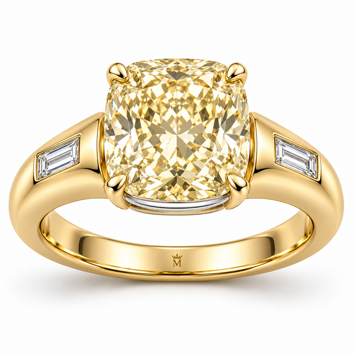 Golden Ledge cushion lab-grown diamond ring, front design visualization