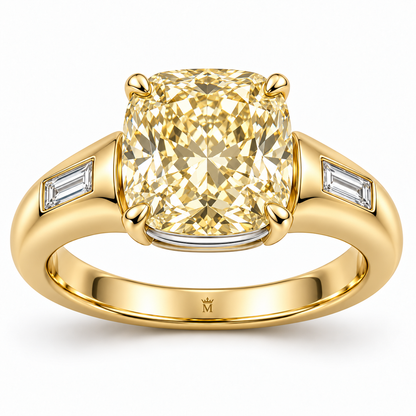 Golden Ledge cushion lab-grown diamond ring, front design visualization