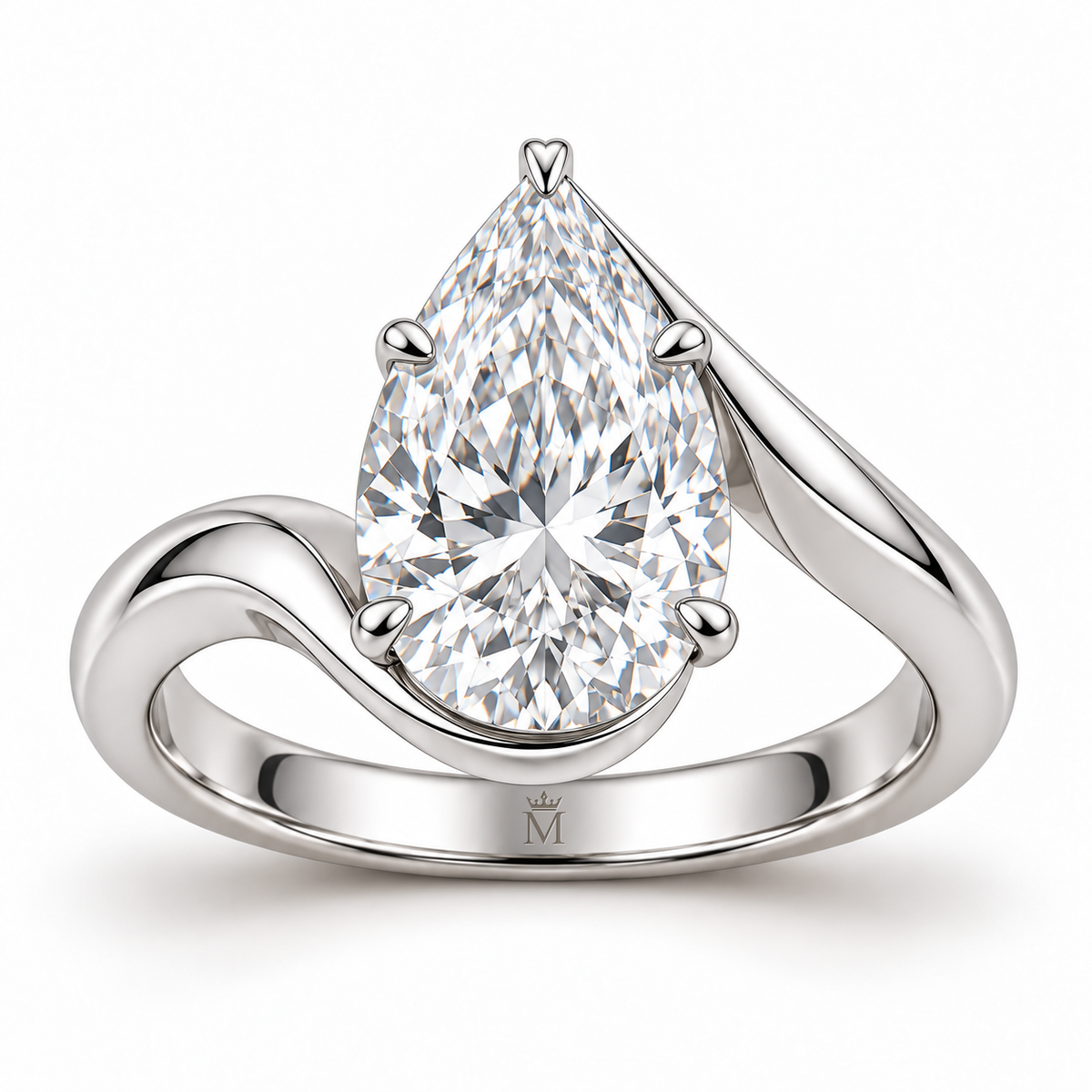 Willow Arc pear lab-grown diamond ring, front design visualization