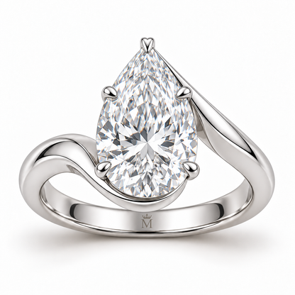 Willow Arc pear lab-grown diamond ring, front design visualization
