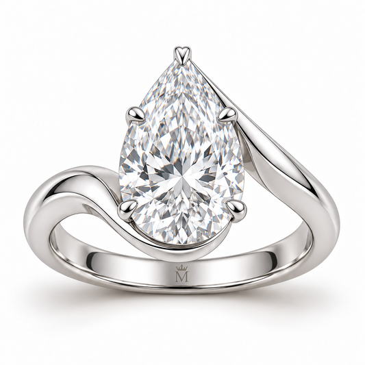 Willow Arc pear lab-grown diamond ring, front design visualization